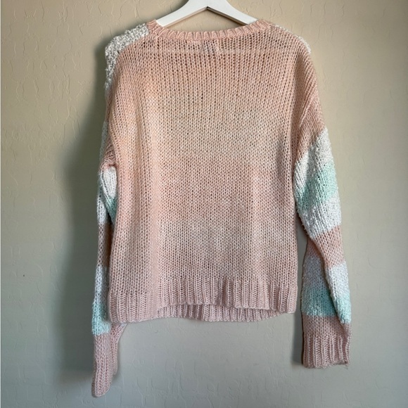 Vintage Forindi Pastel Chevron Knit Sweater Grandmacore 90s Art Deco - Picture 3 of 8